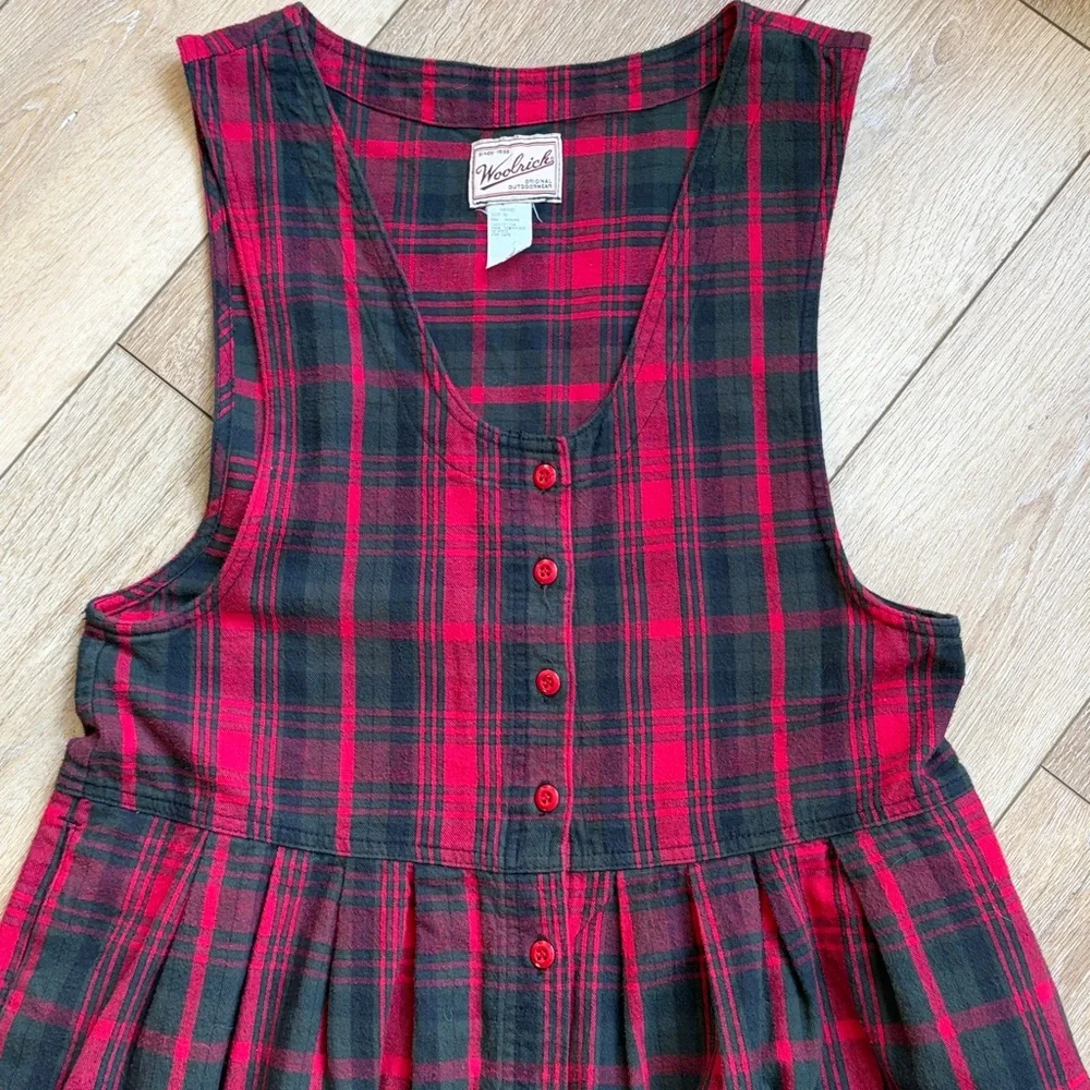 Vintage Woolrich Plaid Cotton Jumper Dress Women's Size XL Cottage Farm - Picture 3 of 7